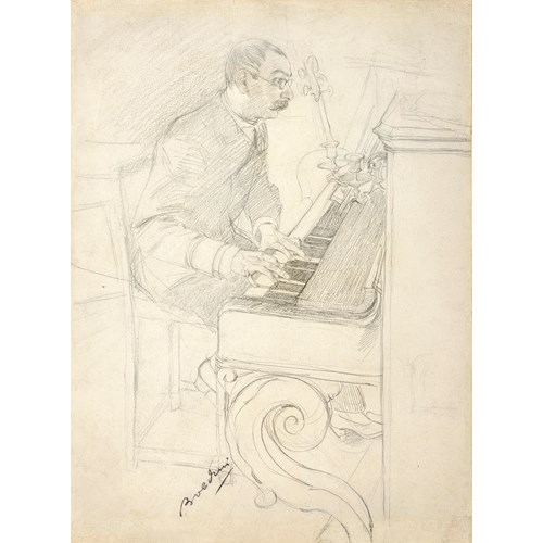 A Man Playing a Piano in the Artist’s Studio